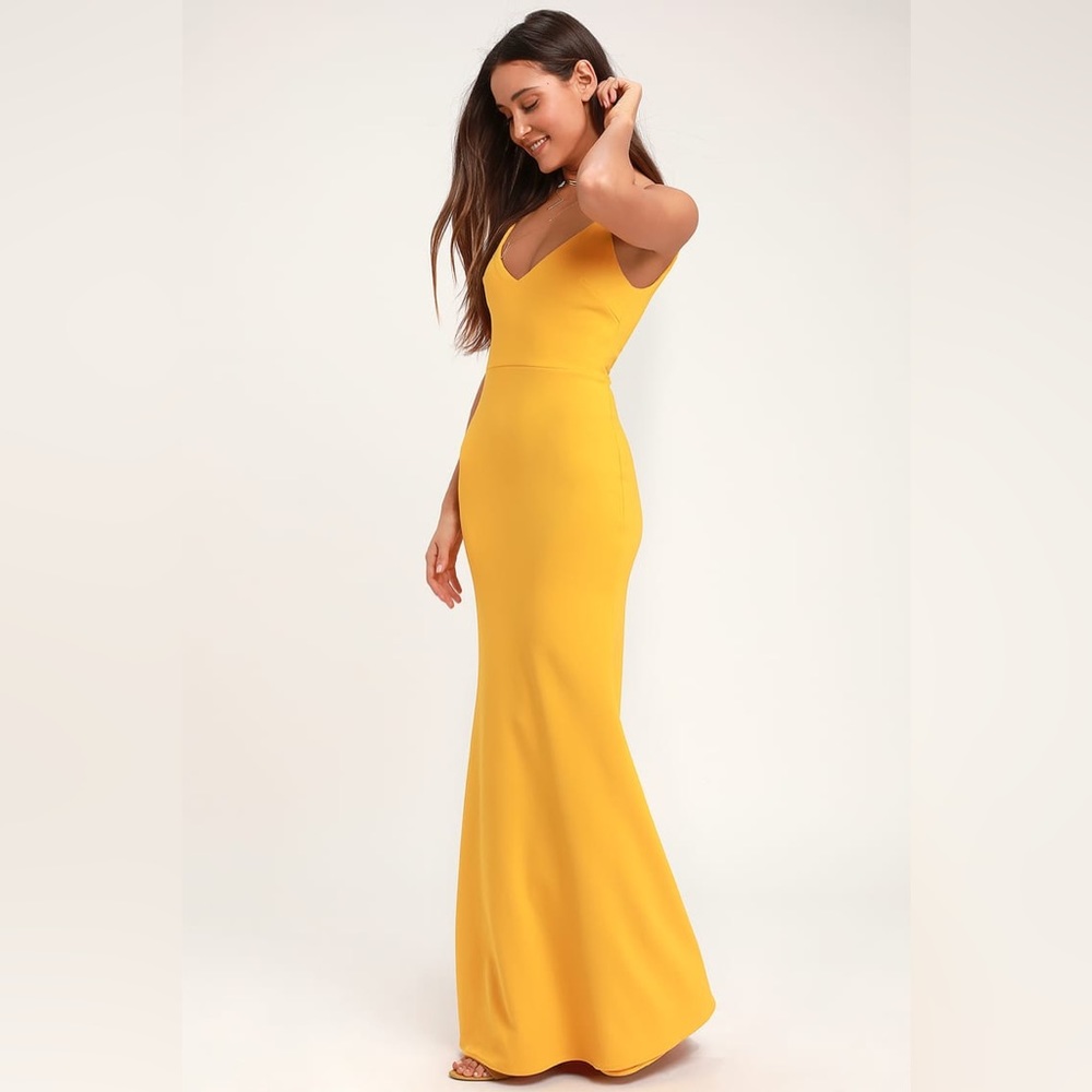 Lulus Infinite Glory Golden Yellow Maxi Dress